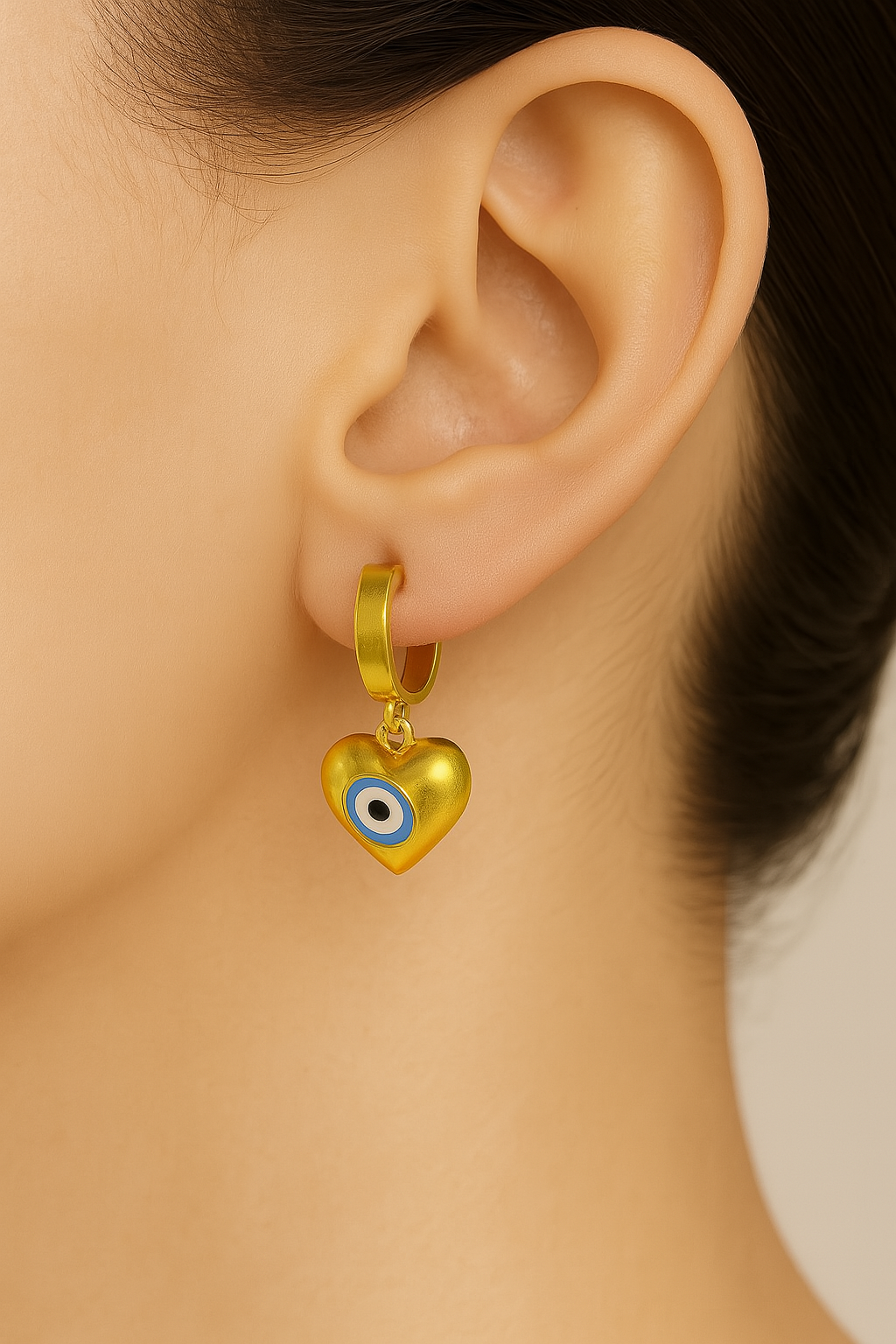 Evil Eye Heart Drop Earrings